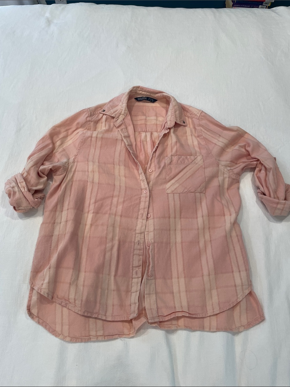Zara Basic Bush Pink Plaid Button Down Women’s Shirt